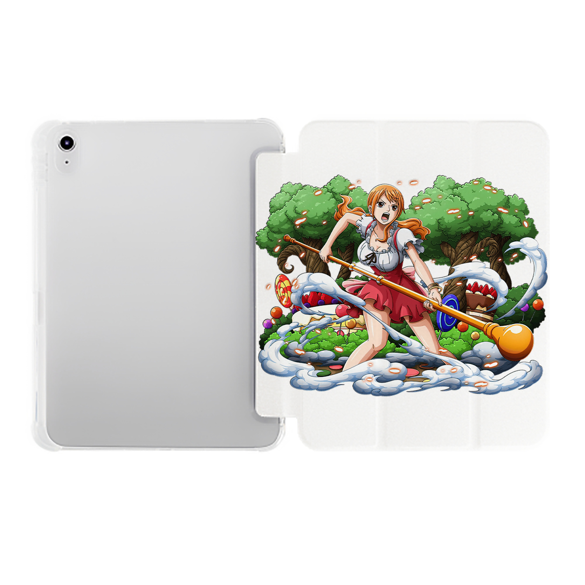 （画像用） ワンピース ナミ ONE PIECE Nami IPad ケース ペン収納付き 三つ折りスタンド PUレザー×シリコン 対応機種9.5/10.5/10.9インチ